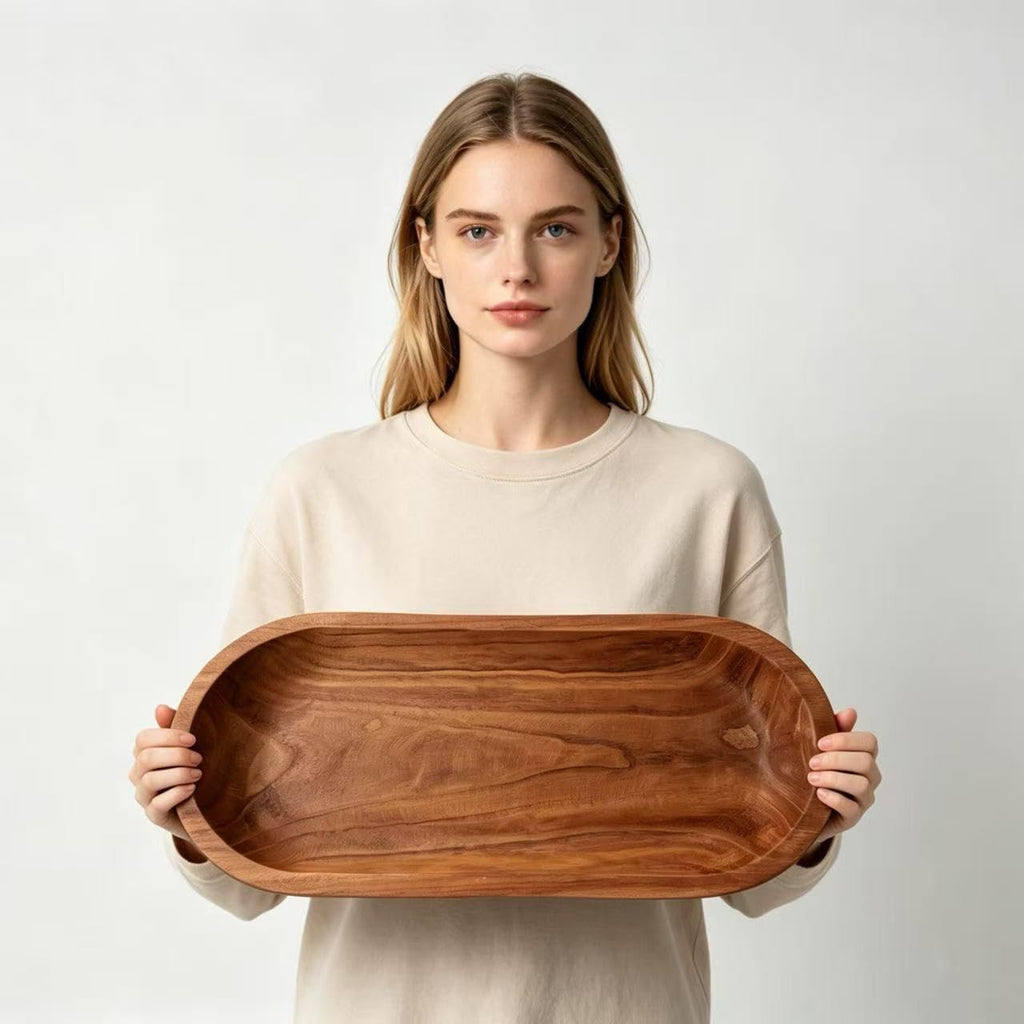 Large Wooden Dough Bowls 20"x10" One-piece Whole Wood Wooden Bowl Hand Carved Home Decor for Dining Table Center, Living Room, Kitchen Decor
