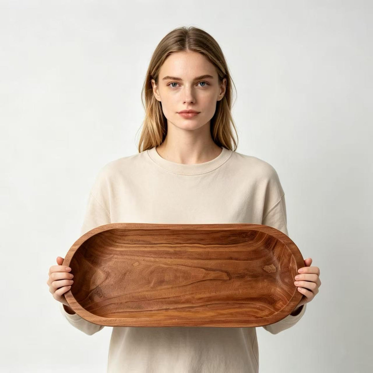 Large Wooden Dough Bowls 20"x10" One-piece Whole Wood Wooden Bowl Hand Carved Home Decor for Dining Table Center, Living Room, Kitchen Decor