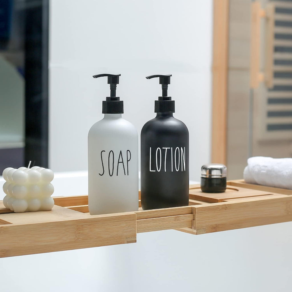 MOMEEMO Soap Dispenser Bathroom Set, Black & White