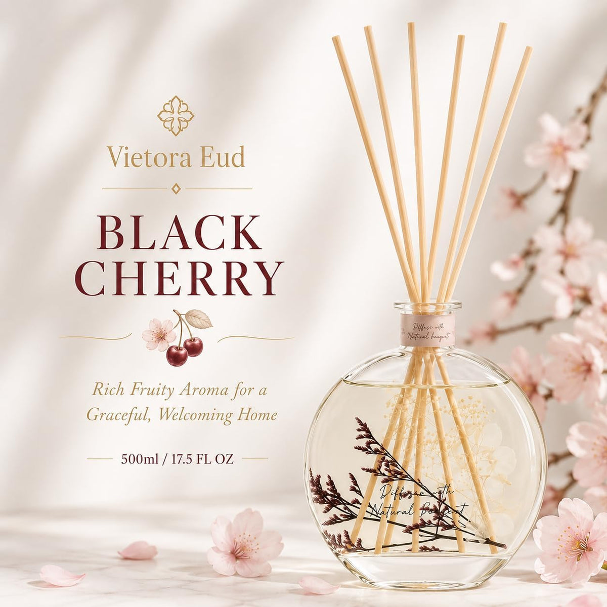 Black Cherry Reed Diffuser, 3.34 Fl Oz