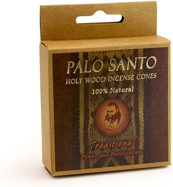 Prabhuji's Gifts Palo Santo Incense Cones - Traditional - Handmade Natural Incense Cones - Palo Santo Cones - Spiritual Incense - Holy Wood Incense - Power & Purification - (6 Cones)