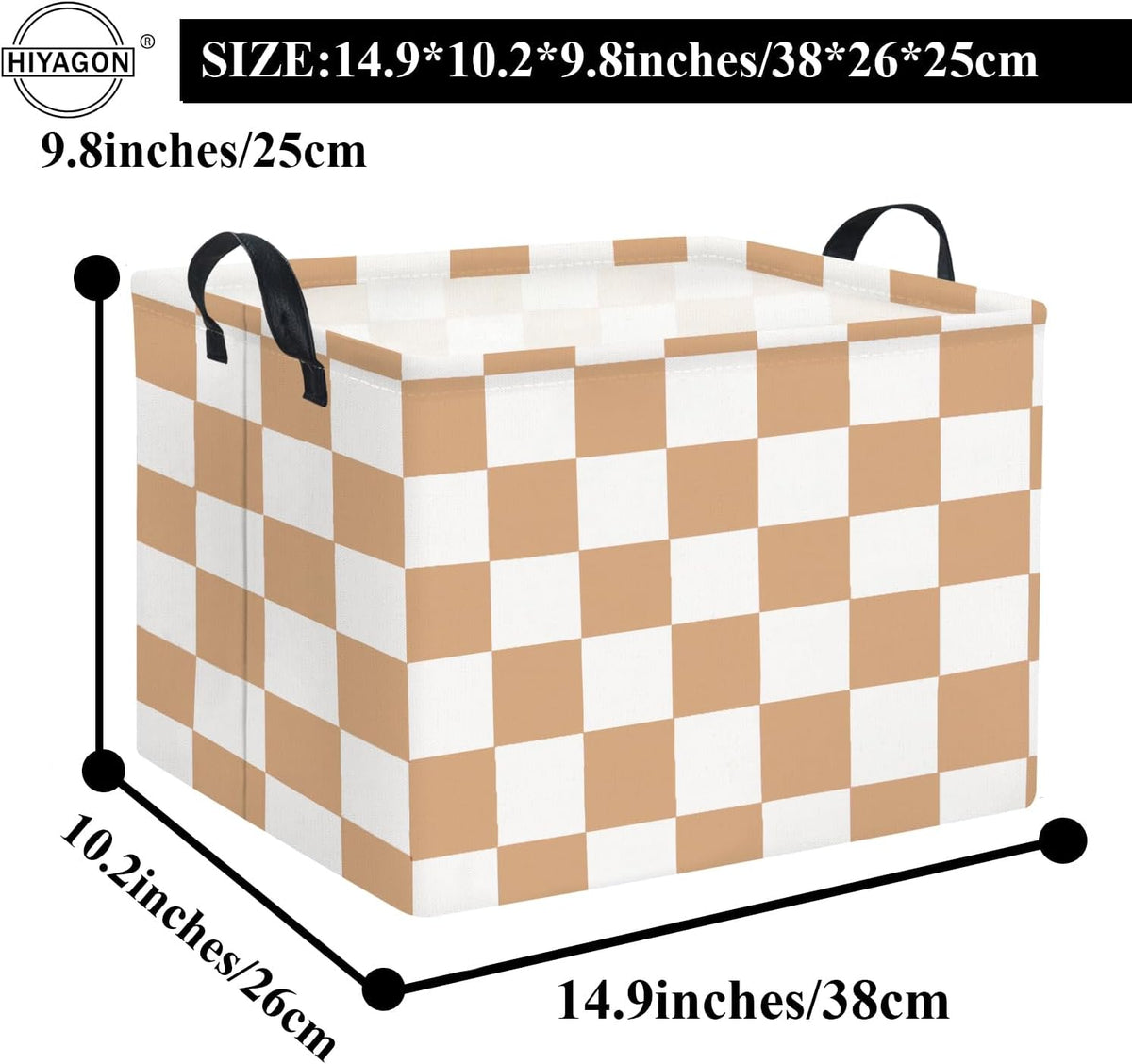Rectangular Baby Girl Basket Fabric Storage Basket Storage Bin Organizer Box Room Decor(Brown Checkered)