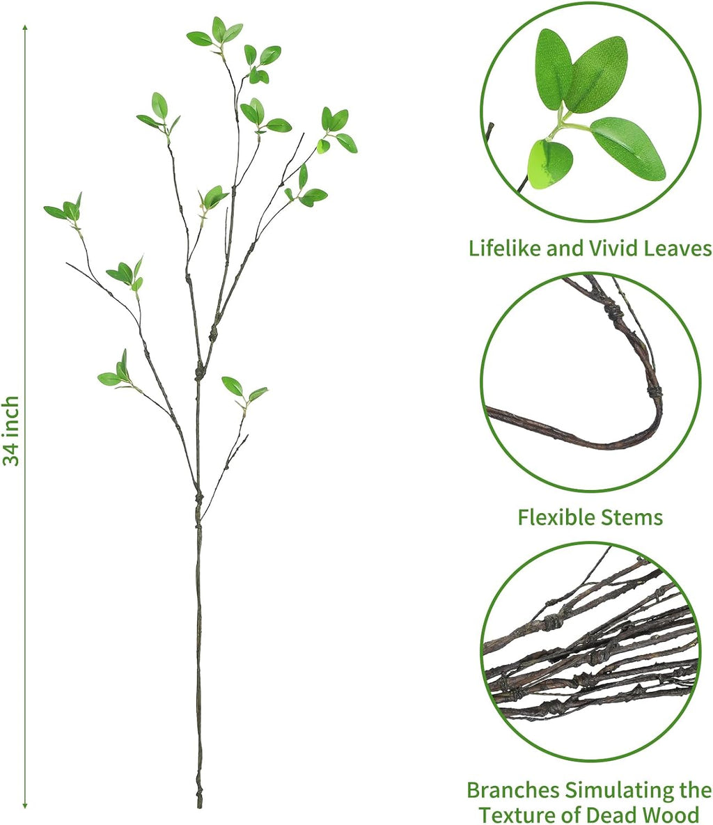LFF 5Pcs Artificial Greenery Stems, 34" Faux Ficus Leaves Branches
