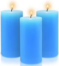 2.8x6 inch, Set of 3, Light Blue Pillar Candles for Romantic Valentine's Day and Christmas, Unscented Pillar Candles for The Home Dining Room, Smokeless, Drip-Free, Clean-Burning Emergency Candles