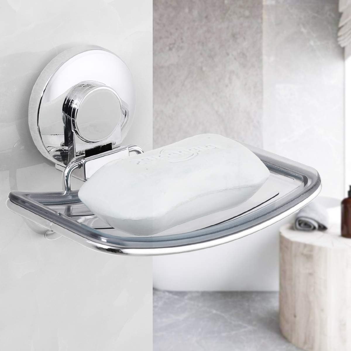 LEVERLOC Soap Holder, Soap Dish for Shower, Suction Cup Bar Soap Holder