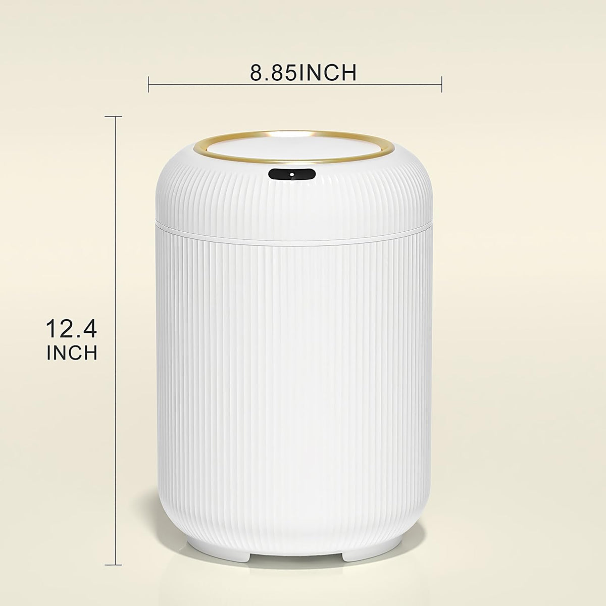 Automatic Motion Sensor Bathroom Trash Can with Lid,White and Gold