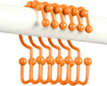 Shower Curtain Hooks,304 Stainless Steel Shower Rings for Bathroom,Double Glide Shower Hooks for Bathroom Shower Curtain Rods Curtains,Set of 12 Hooks,Orange（Shower Curtain Hooks Style A ）