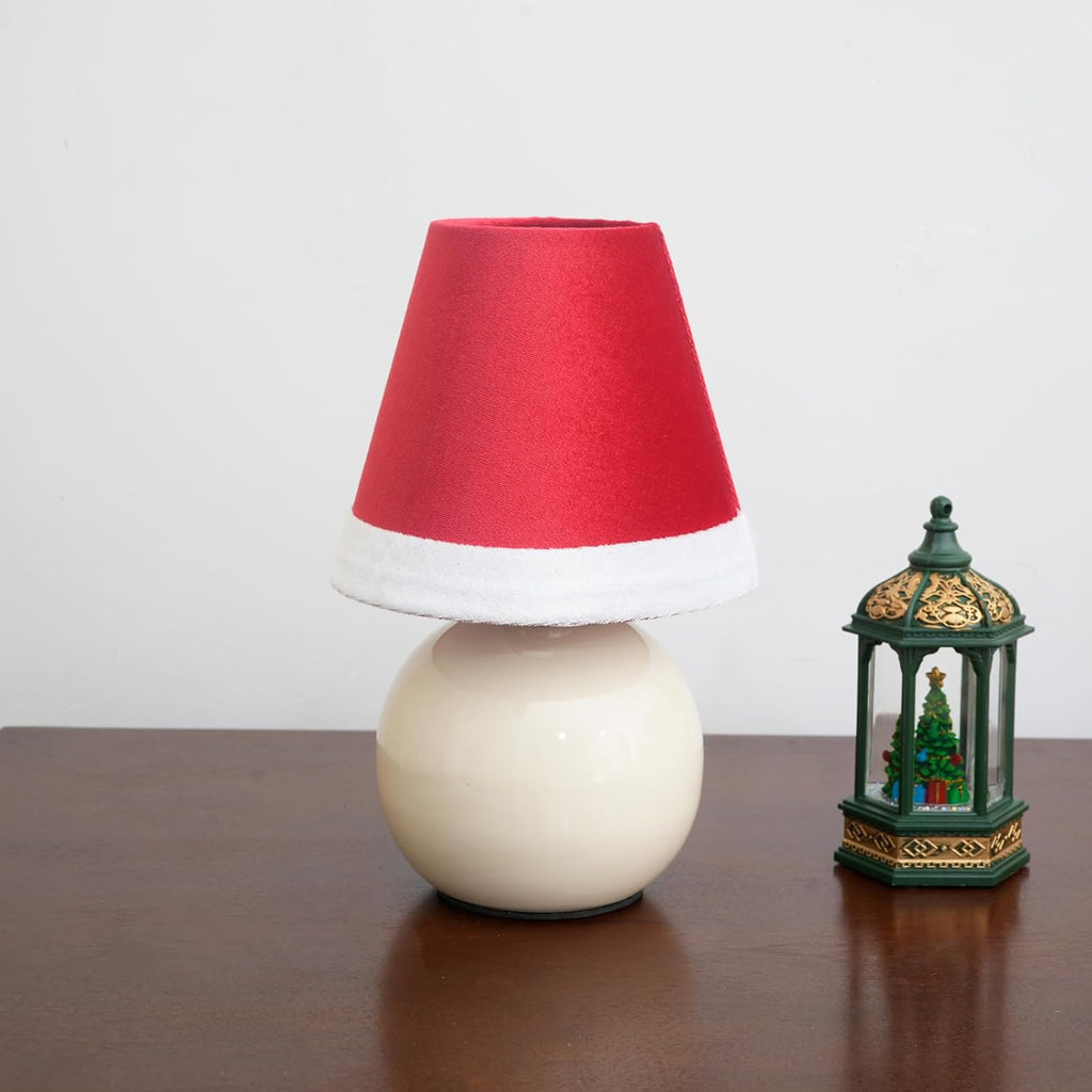 Red Christmas Hat Cute Modern Bedside Nightstand Ceramic Table Lamp Bed