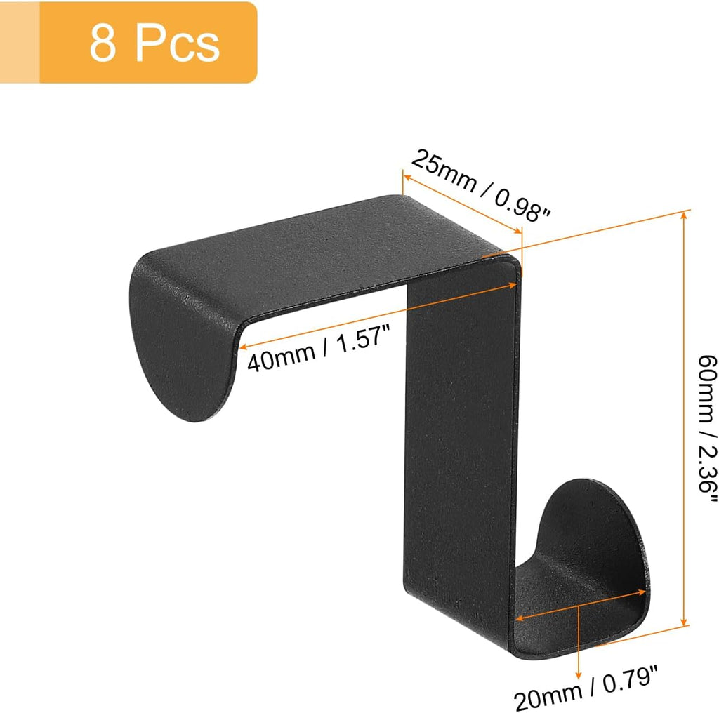 uxcell Over The Door Hooks,8pcs - Stainless Steel Door Hangers Hooks, S-Shaped Double Hooks for Hanging Clothes, Hats, Towels (Black)