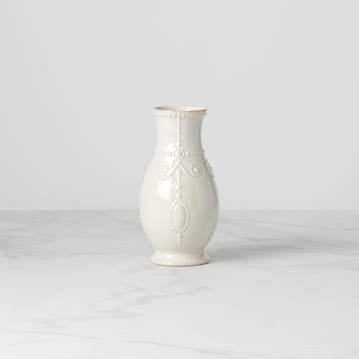 Lenox French Perle White Stoneware Fluted Flower Vase