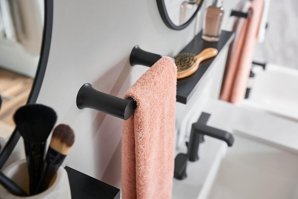 Moen Genta Matte Black Modern 6.8-Inch Length Hand-Towel Bar for Bathroom or Kitchen, BH3886BL (Pack of 2)