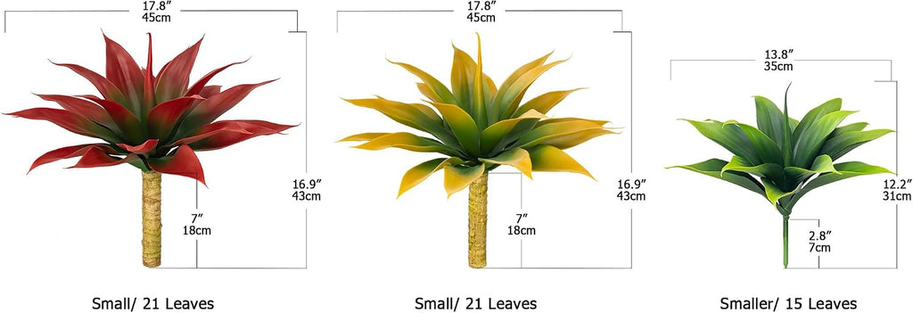 Ttranewsoo 2-Pack 18-Inch Faux Tropical Outdoor Plants, UV Resistant Artificial Agave Plants and Realistic Succulent Greenery for Planters, Porch, Patio, Garden, Entryway and Home Decor, Red