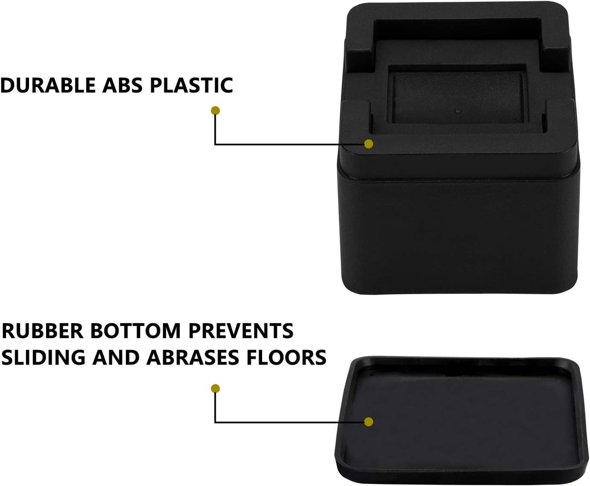 BTSD-home Adjustable Bed Risers 3 Inch or 6 Inch for Furniture Wheels