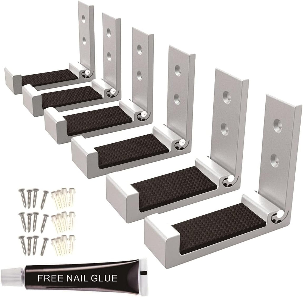 Wall Hooks for Hanging Folding Coat Hooks 6 Pack Heavy Duty Wall Mounted Hook Hangers for Key Coat Towel Hat Bag Backpack Headphone in Door Bathroom Closet with Adhesive Screws (Silver)