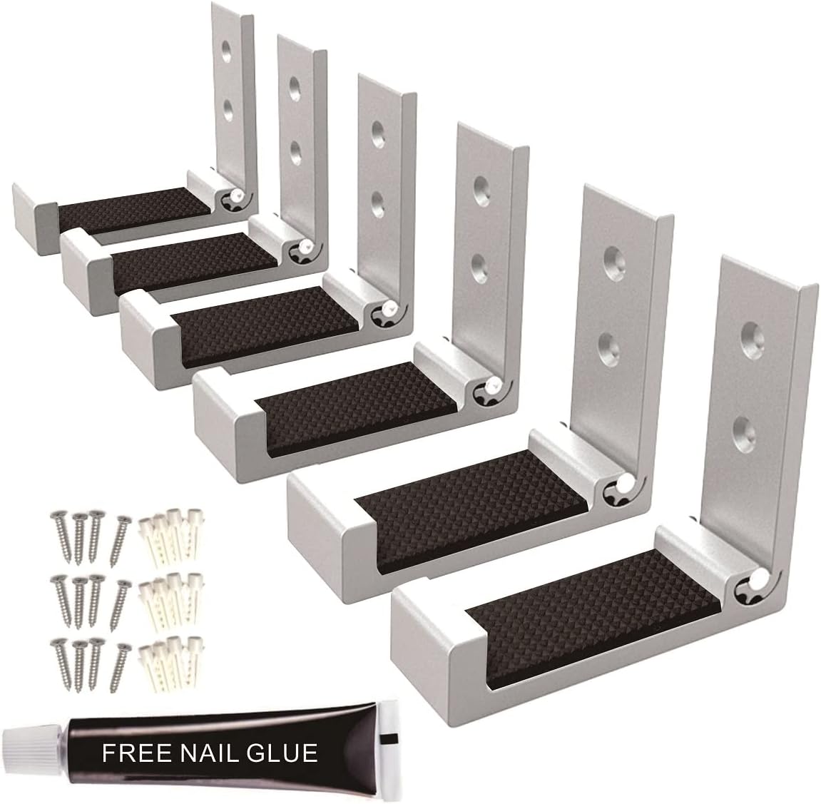 Wall Hooks for Hanging Folding Coat Hooks 6 Pack Heavy Duty Wall Mounted Hook Hangers for Key Coat Towel Hat Bag Backpack Headphone in Door Bathroom Closet with Adhesive Screws (Silver)