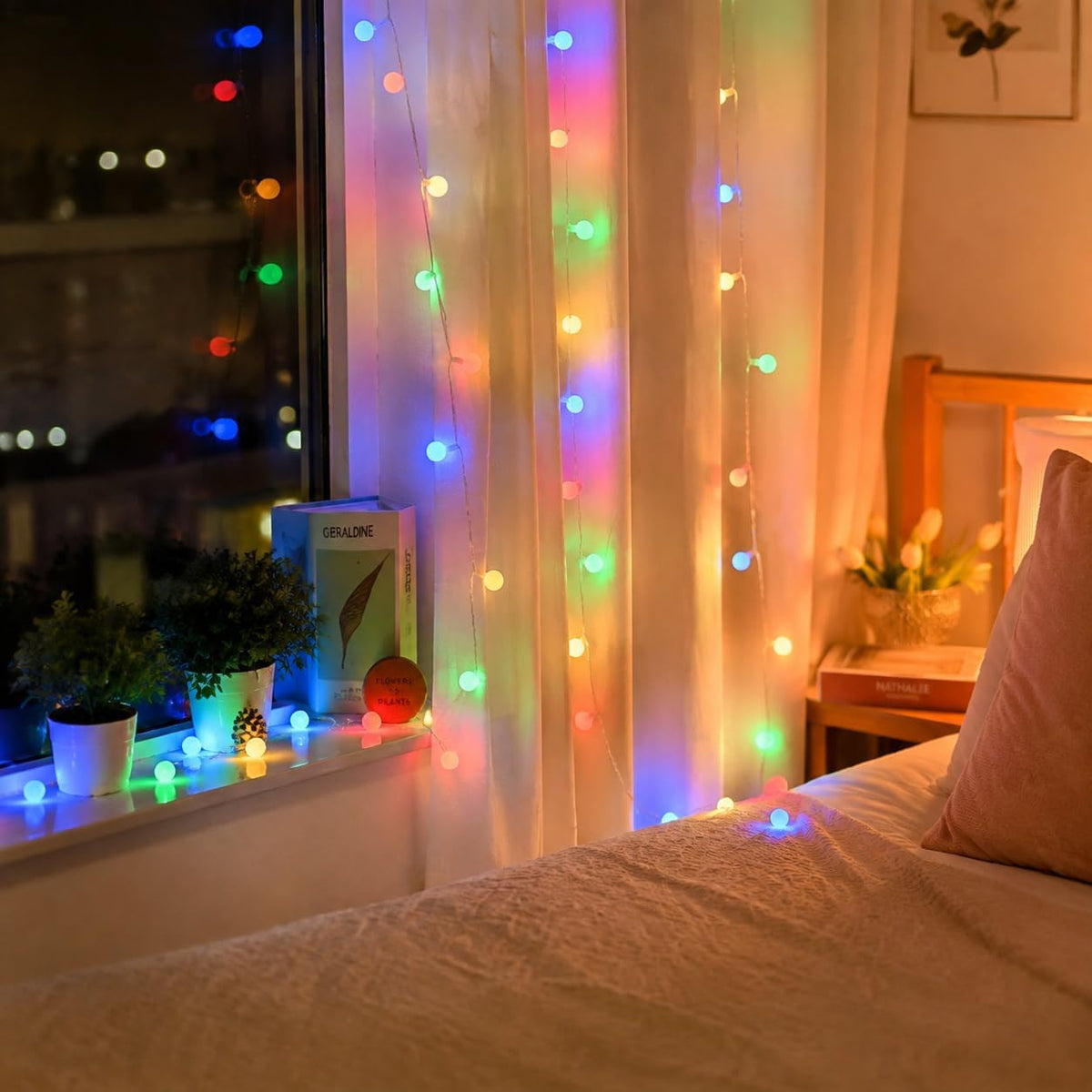 Multicolor Globe LED String Lights Indoor 66FT 200LED Remote