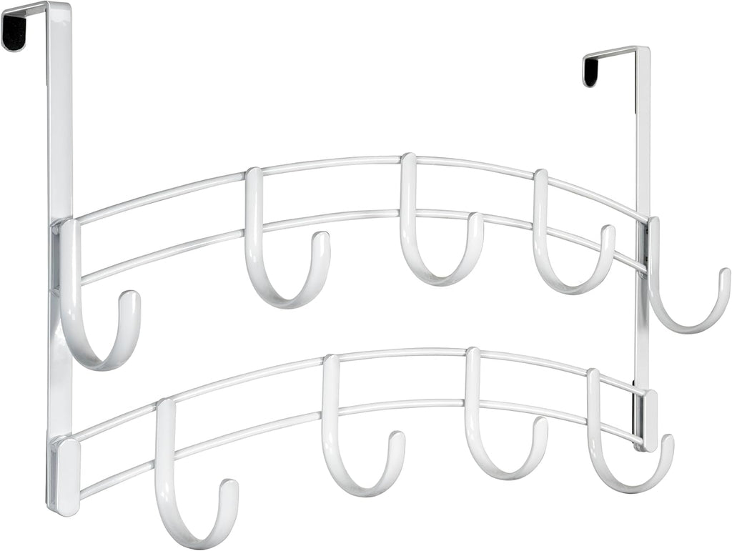 LYNK Professional® Home™ Over the Door Hooks - 9 Hook – Over the Door Coat Rack - Over the Door Hanger - Hanging Towels or Clothes - Bathroom, Bedroom, Laundry Room - Lifetime Ltd. Warranty, White