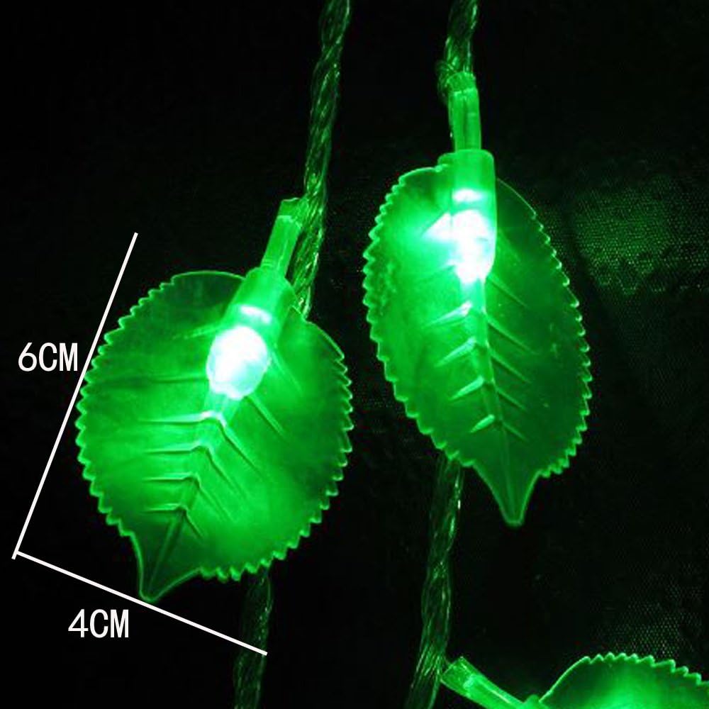Green Leaf String Lights,8Ft /2.5M 20LEDs Battery Operated Green Leaf Fairy Lights with Remote Controller,Perfect for Christmas Bedroom and Decoration Courtyard Park Lighting