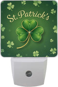 Vdsrup Sparkle Clover Shamrock Night Light Set of 2 Happy St Patrick's Day Plug-in LED Nightlights Auto Dusk-to-Dawn Sensor Lamp for Bedroom Bathroom Kitchen Hallway Stairs