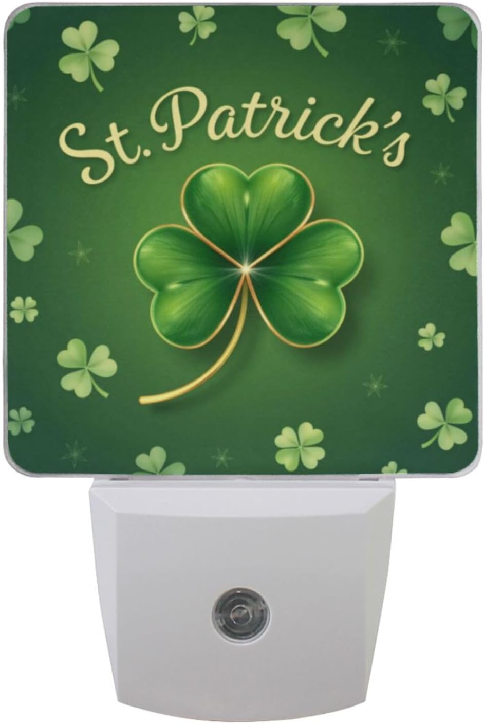 Vdsrup Sparkle Clover Shamrock Night Light Set of 2 Happy St Patrick's Day Plug-in LED Nightlights Auto Dusk-to-Dawn Sensor Lamp for Bedroom Bathroom Kitchen Hallway Stairs
