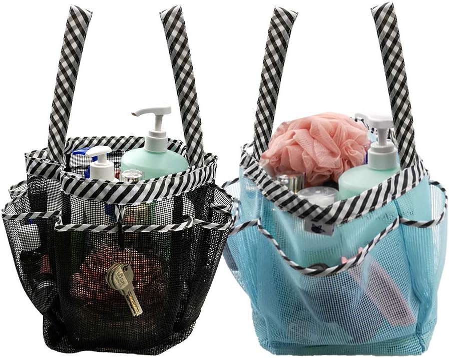SPINFOX 2 Pack Mesh Shower Caddy Portable, Hanging Bags for Camping Dorm