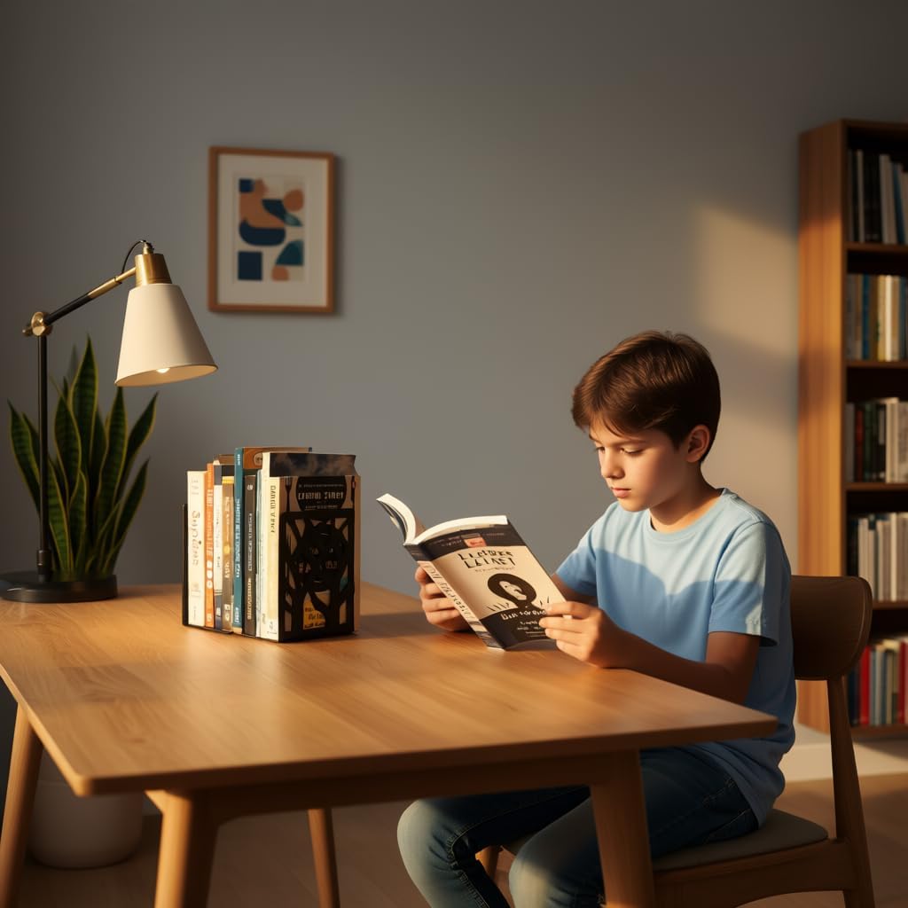 Spillbox Metal Non Slip Bookends Book Shelves | Shelf | Study Table | Home Decor | Holders | Case | Bracket | Stand | Heavy Duty | Set | Book Ends for Office, Home - Tree