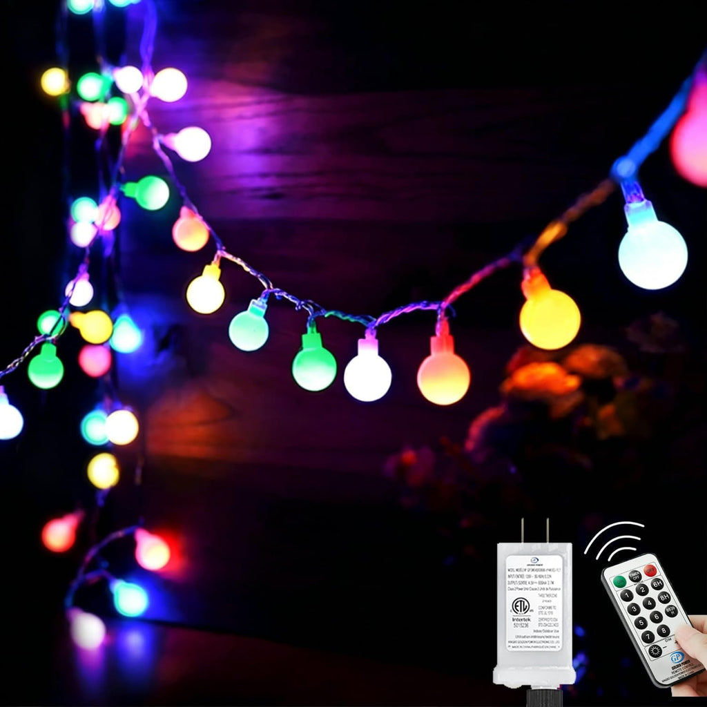120LED Fairy Lights Plug in, 39ft Multicolored Globe String Lights Indoor