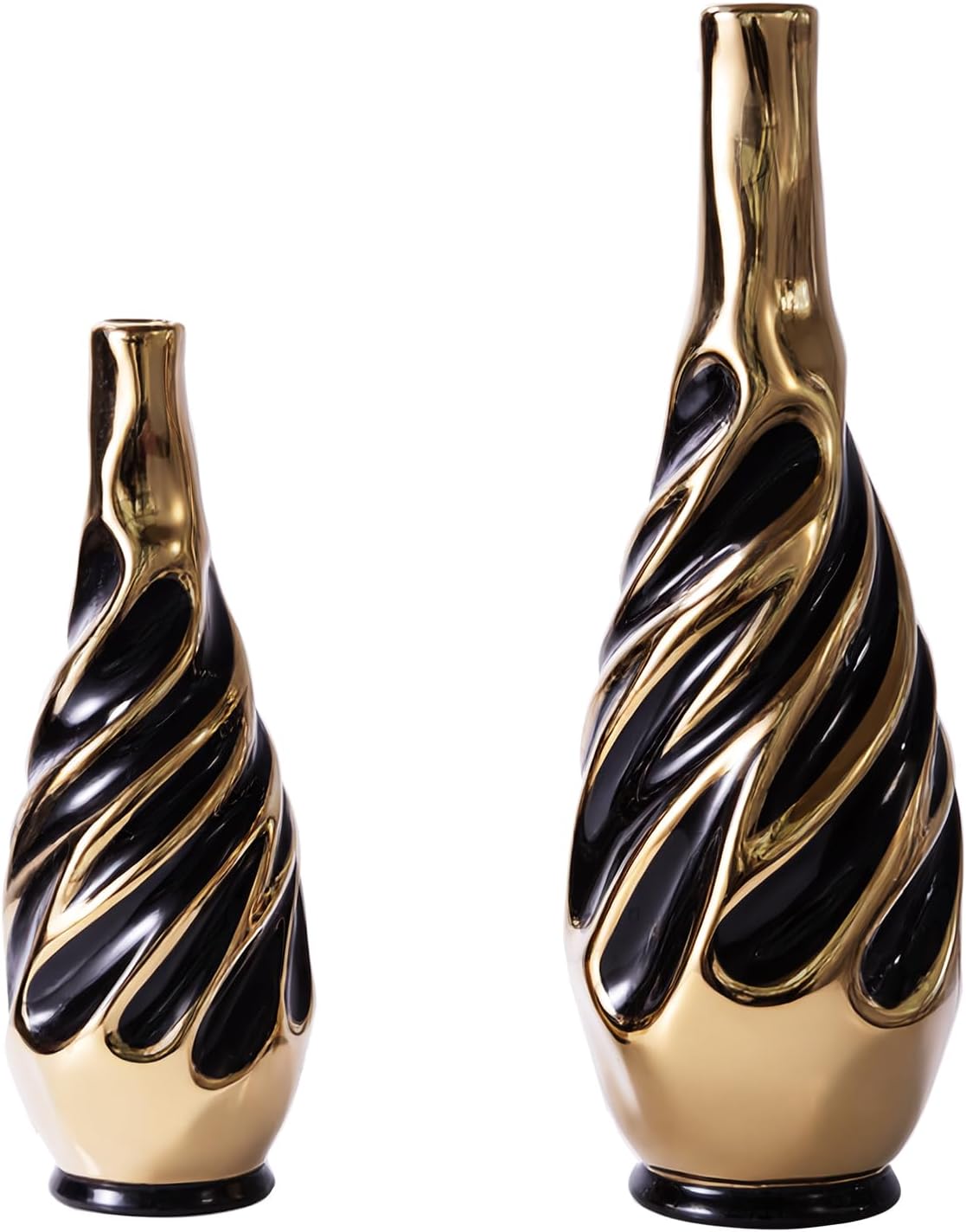Yundu Gold with Black Vase Set of 2