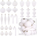 Velvet Ornaments for Christmas Tree Decorations - White Flocked Christmas Ornament Set for Winter Holiday Decor - Shatterproof Xmas Balls Ornaments Bulk - Pack of 24