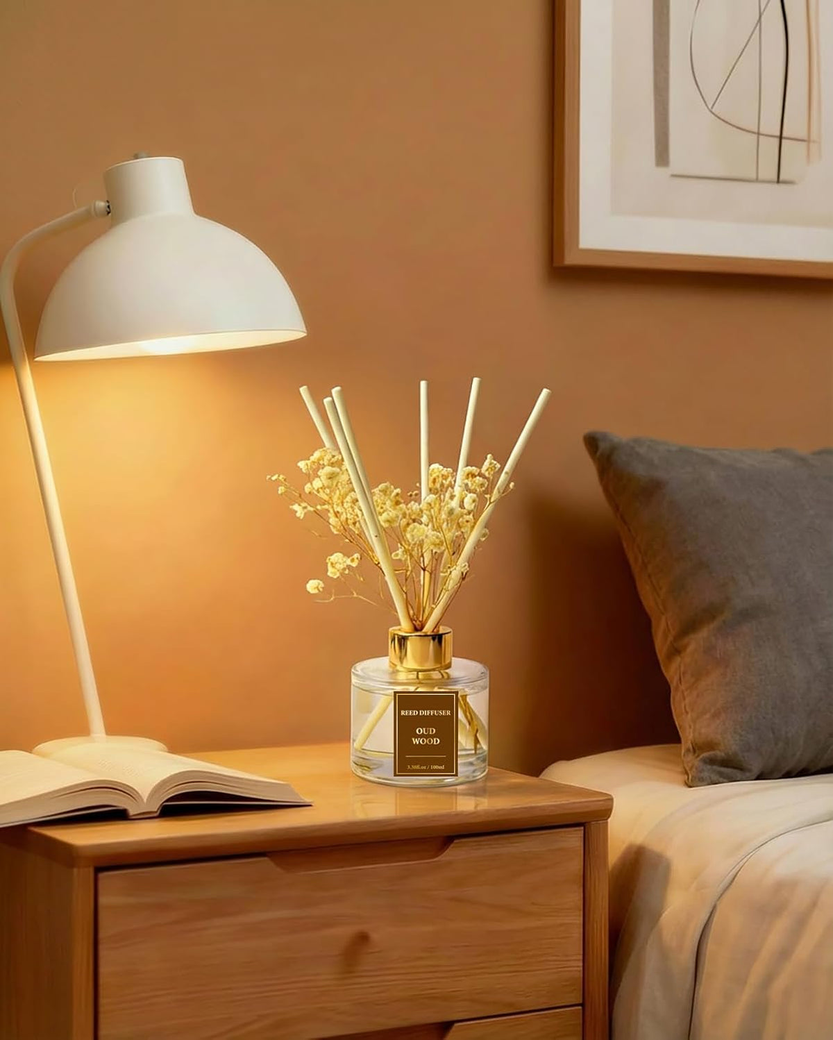 Reed Diffuser Set-Oud Wood Scent 3.38 fl oz,Scent Long
