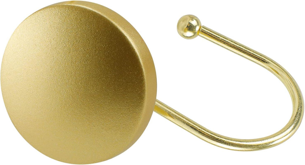 Decorative Shower Curtain Hooks Brass Shower Rings, Simple Modern Style Round Flat-Back Button Design, Gold