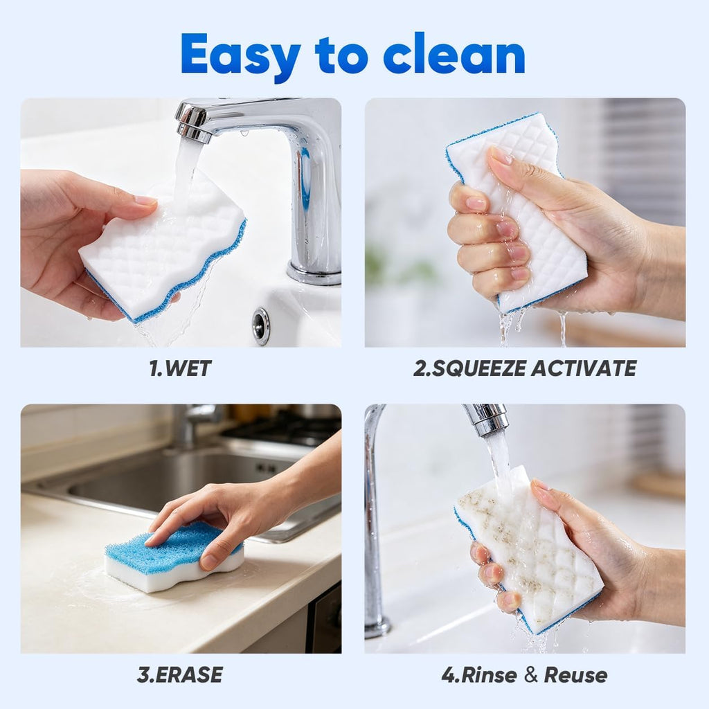 GLIMGLINT Magic Sponges Eraser for Shower and Tub, 6 PK Melamine Sponge
