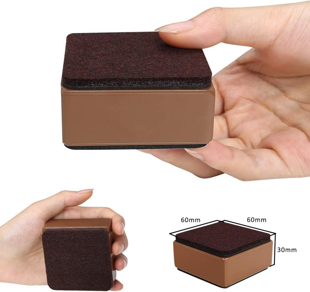 Ezprotekt 1.2 Inch Bed and Furniture Risers, Heavy Duty Square Sofa Tables Couch Chair Risers, Width 2.4"-Adds 1.2" Height, Supports 20,000 lbs, Protect Carpet & Floors from Scratches (4 Pack, Brown)