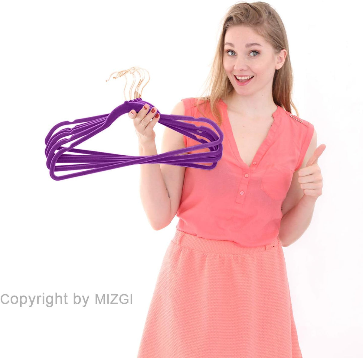 MIZGI Velvet Hangers 50 Pack Non Slip Heavy Duty Dark Purple Rose Gold Hook