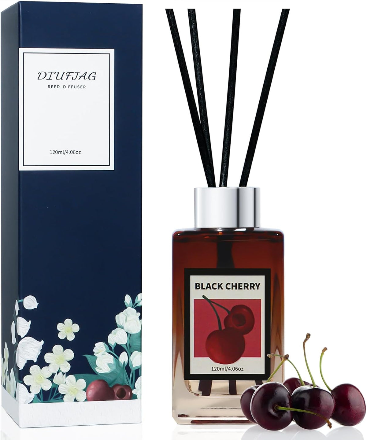 4.06 oz Reed Diffuser Set Black Cherry Air Freshener for Home
