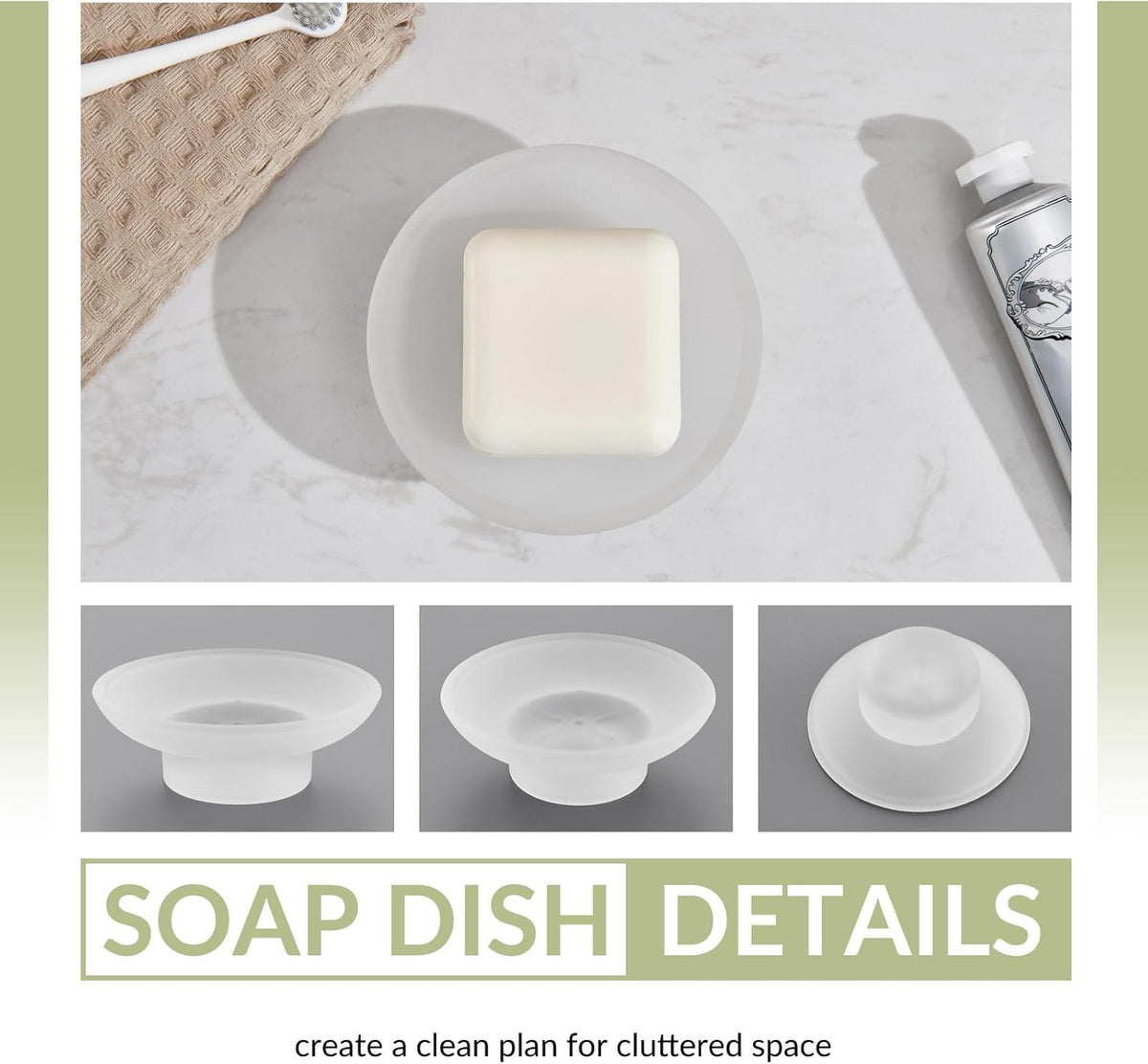 Aomasi Glass Round Soap Holder for Bathroom Shower Sink, Frosted