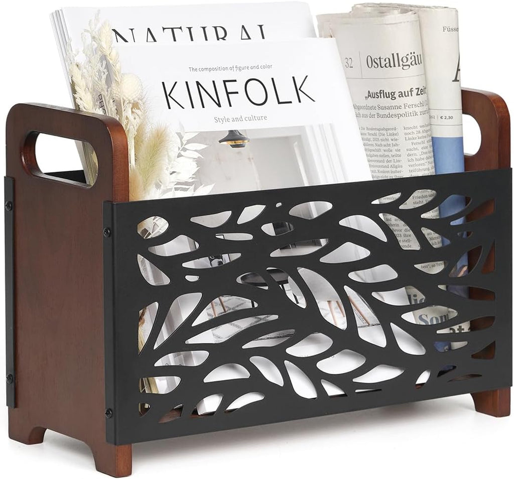Magazine Holder,Wood Magazine Rack,Rustic Magazine File Holder