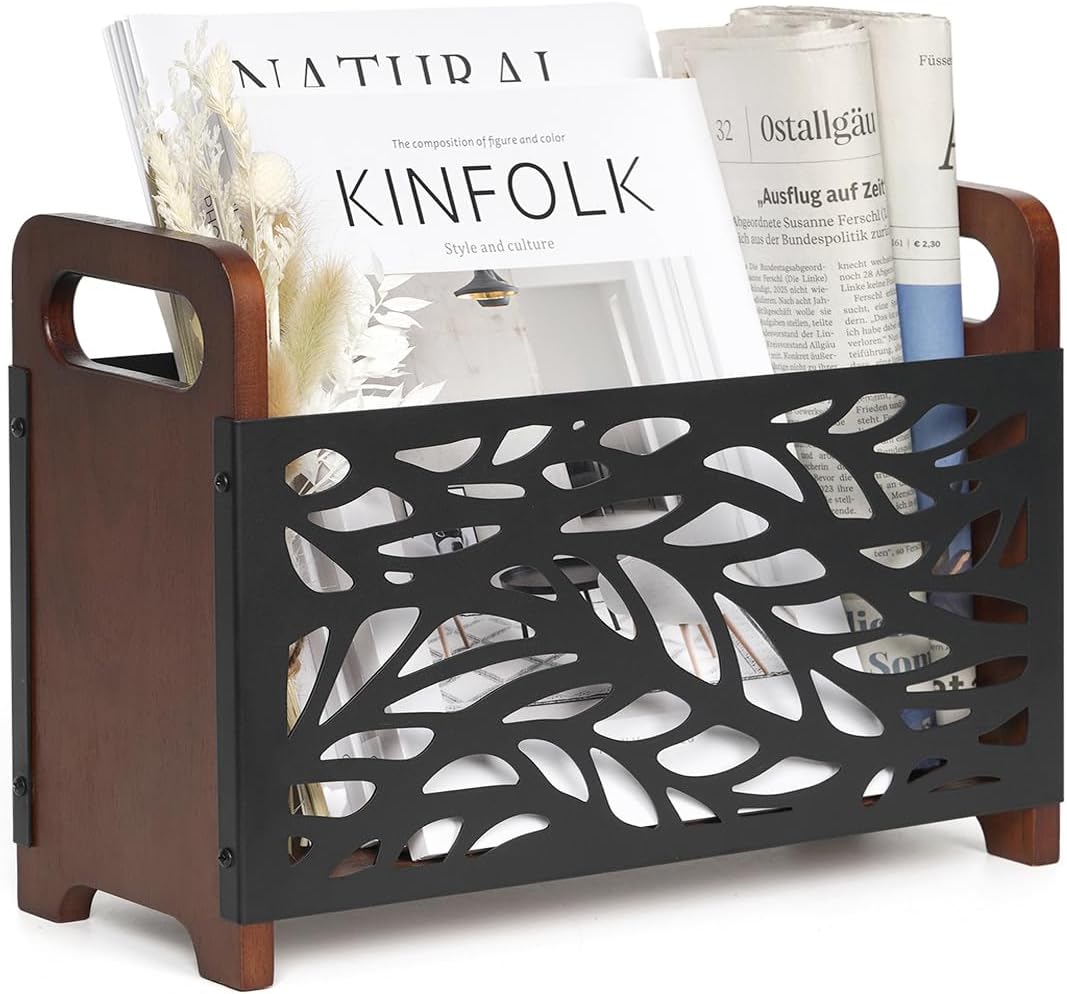 Magazine Holder,Wood Magazine Rack,Rustic Magazine File Holder