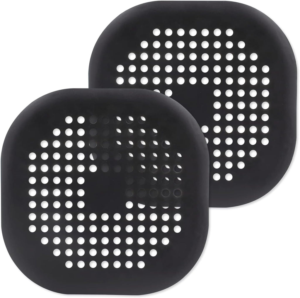Square Drain Cover, 5.4 Inch, Black, 2Pcs
