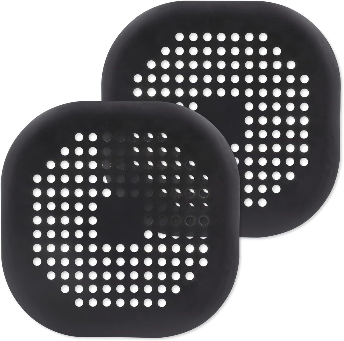 Square Drain Cover, 5.4 Inch, Black, 2Pcs