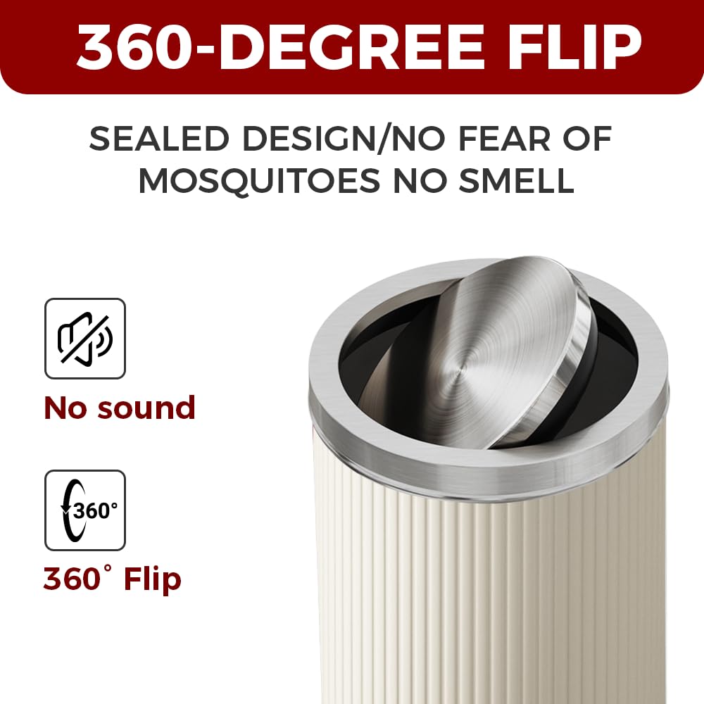 9L/2.4Gal Small Bathroom Trash Can with Swing Lid