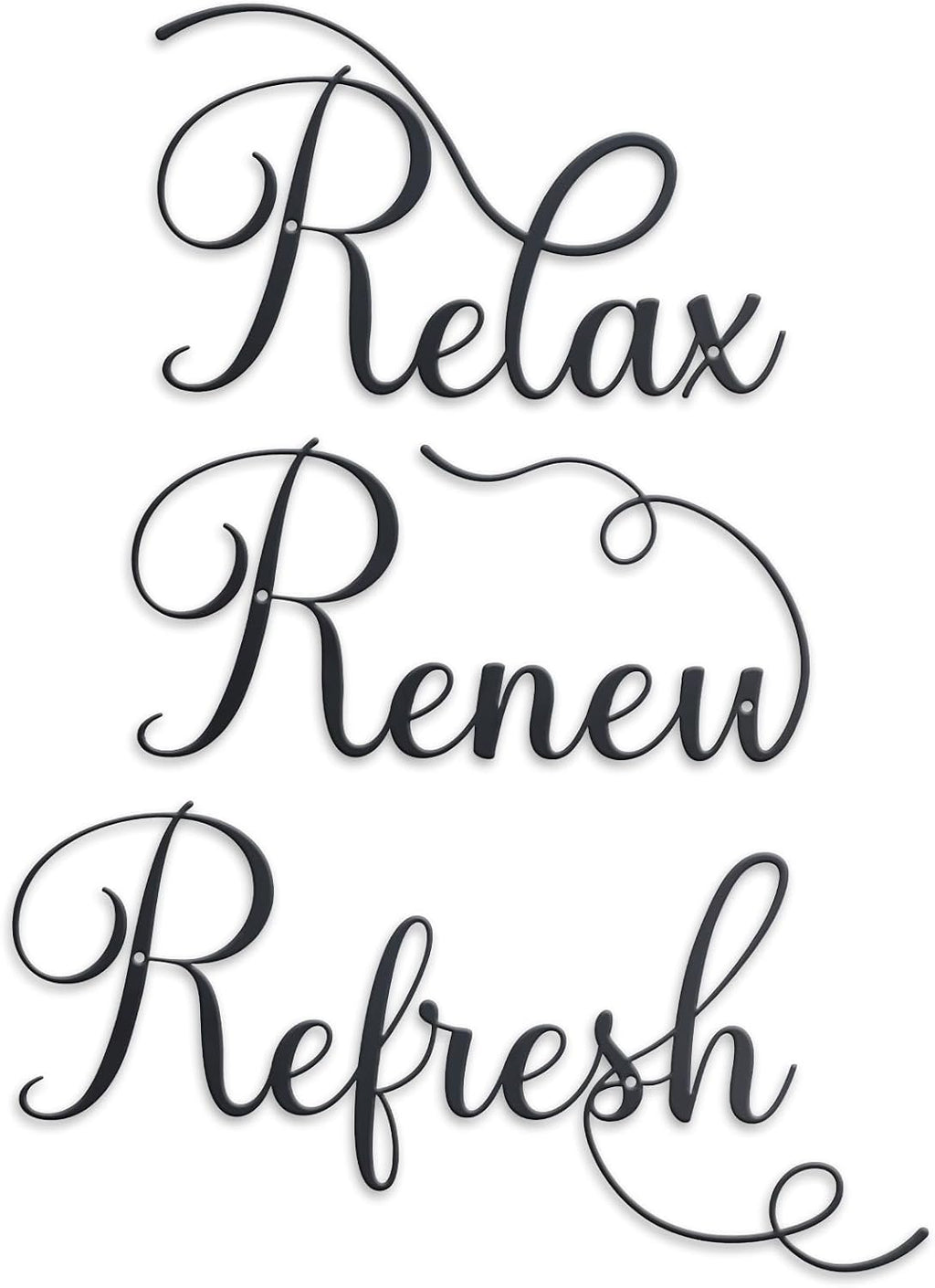 Zzbakress 3 Pcs Relax Refresh Renew Metal Wall Art Black Bathroom Decor Wall Art Metal Decorative Wall Art Farmhouse Wall Decor for Living Room Bedroom Bathroom (Elegant)