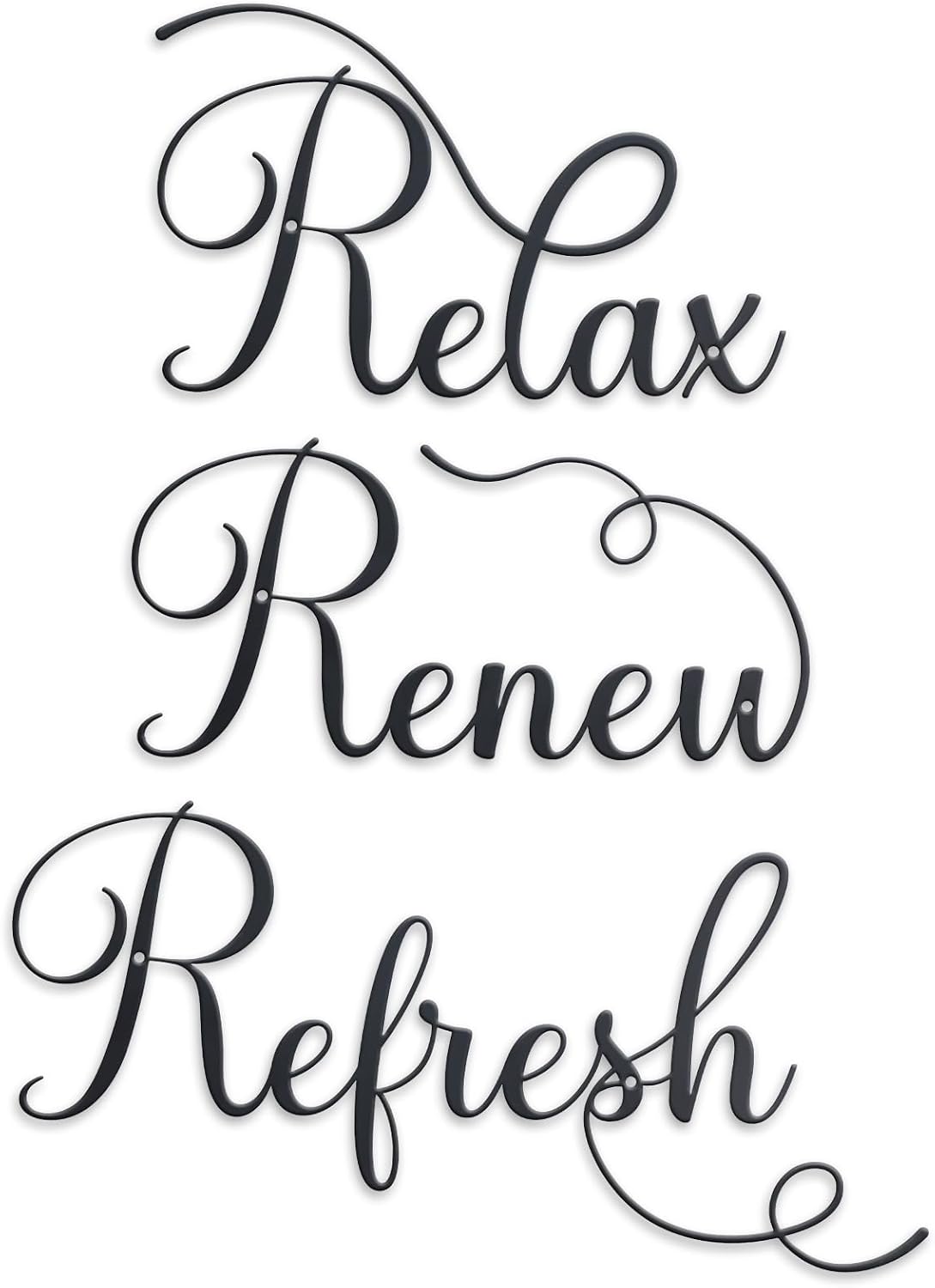 Zzbakress 3 Pcs Relax Refresh Renew Metal Wall Art Black Bathroom Decor Wall Art Metal Decorative Wall Art Farmhouse Wall Decor for Living Room Bedroom Bathroom (Elegant)