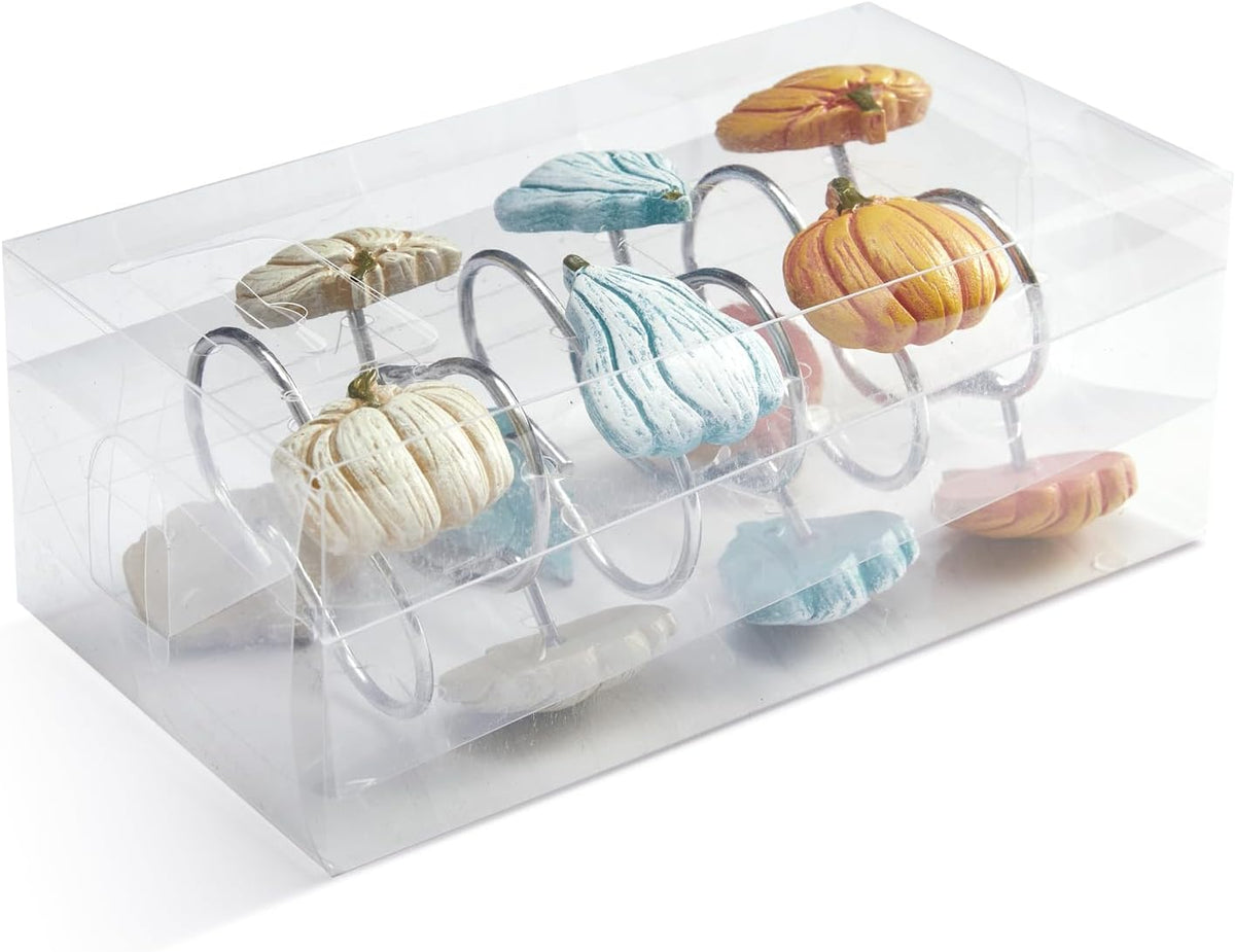 12PCS Cute Pumpkins Decorative Shower Curtain Hooks Rings for Fall Autumn Shower Curtains Bathroom Decorations Accessories Set, Metal Rustproof Thanksgiving Farmhouse Rustic Fall Shower Curtain Hooks
