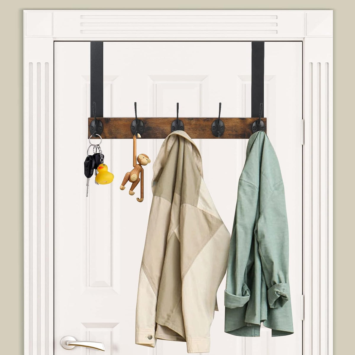 YINMIT Over The Door Hooks, Wooden Door Hanger, Door Hanger Hook, Over The Door Towel Rack, Door Coat Hanger, Door Coat Rack, Door Hooks for Hanging Towels, Clothes, Hats