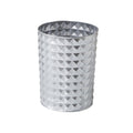 Venalys Small Round Metal Trash Can Wastebasket, Decorative Diamond Pattern Garbage Can Waste Paper Bin, Modern Farmhouse Round Trash Bin for Bathroom, Bedroom, Kitchen and Office (Silver)
