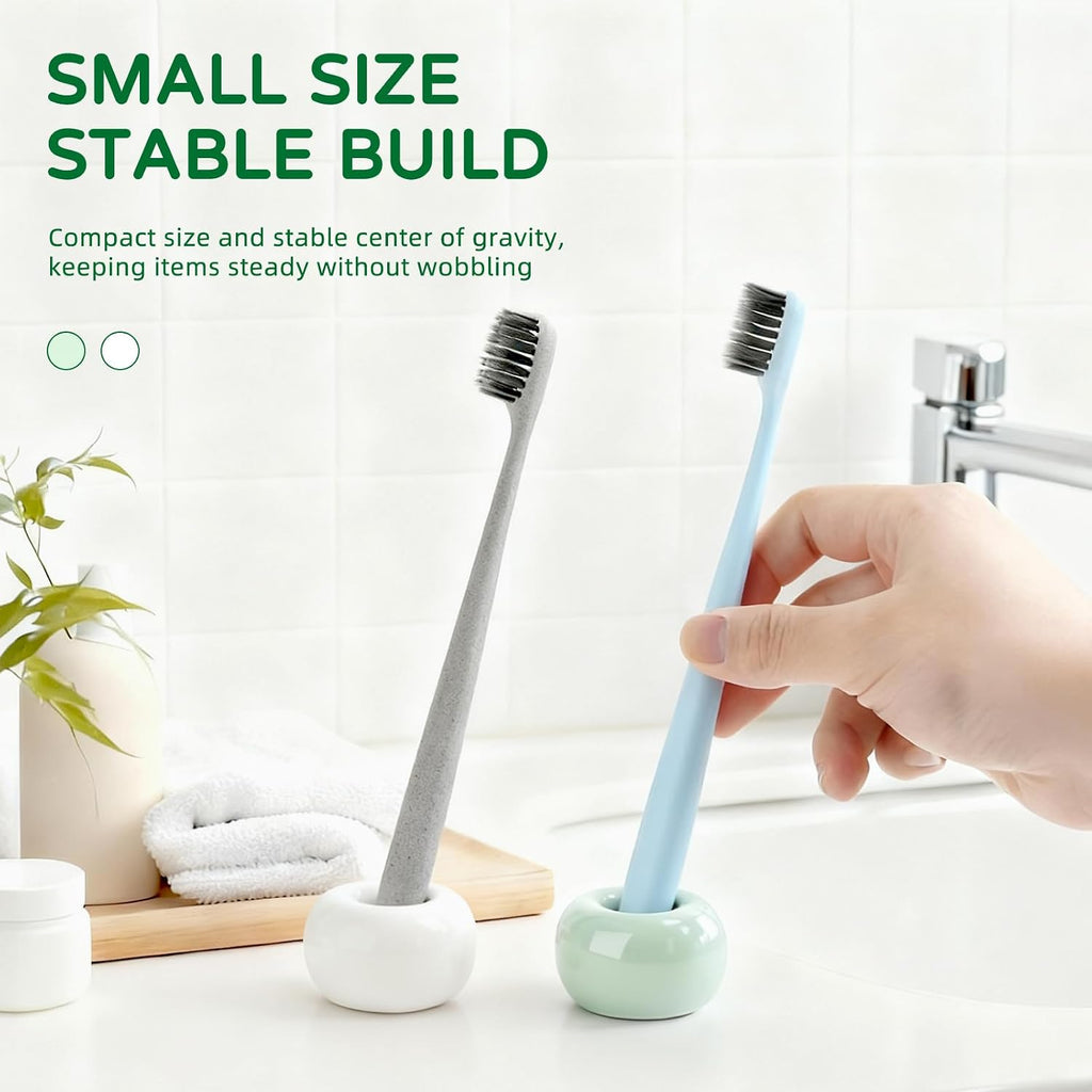 2Pcs Ceramic Toothbrush Holders for Bathrooms Countertop Toothbrush Holder Single Mini Toothbrush Holder Pen Holder Razor Holder Bathroom Tooth Brush Holder Toothbrush Stand