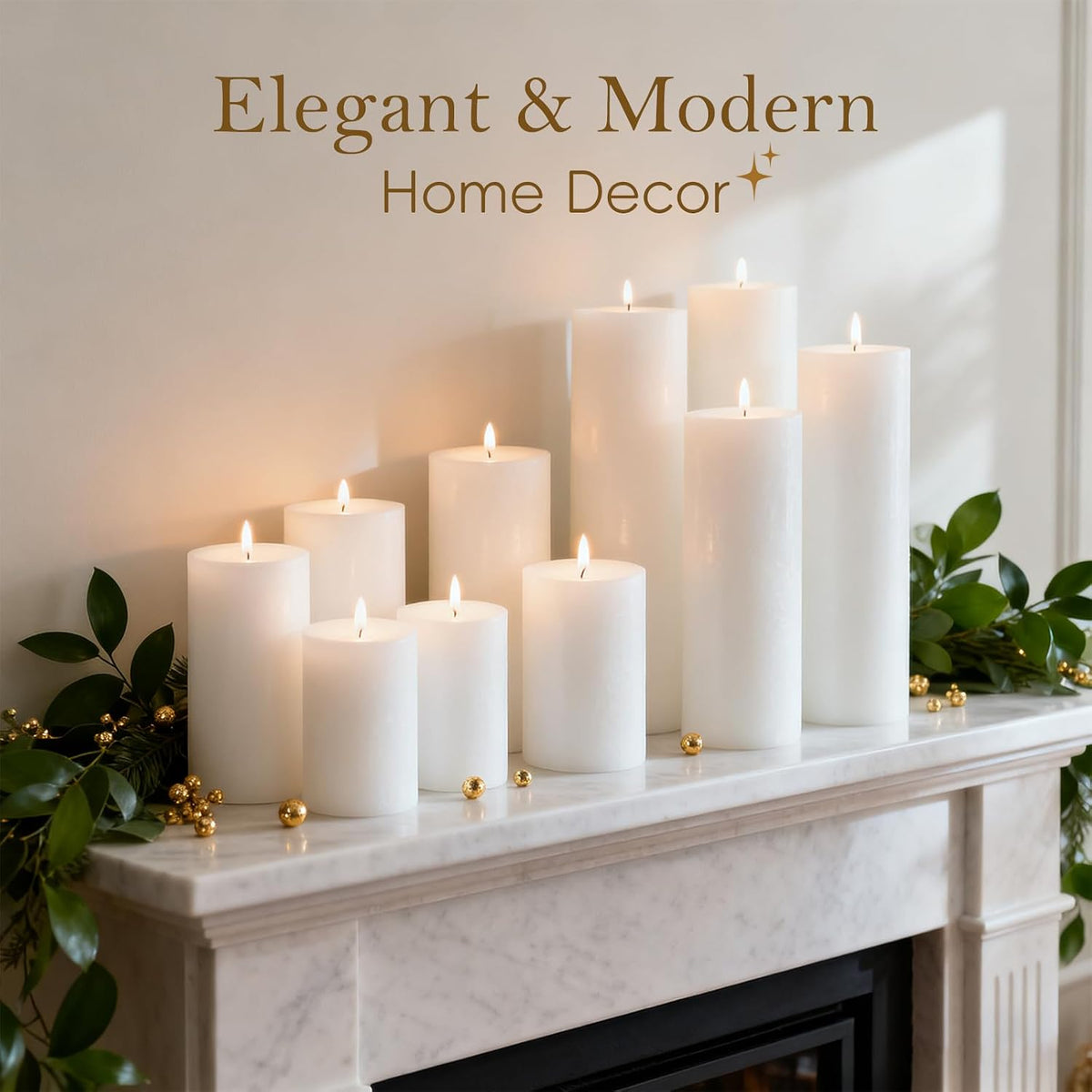 White Pillar Candles 12 Packs, Unscented Large Pillar Candle Bulk
