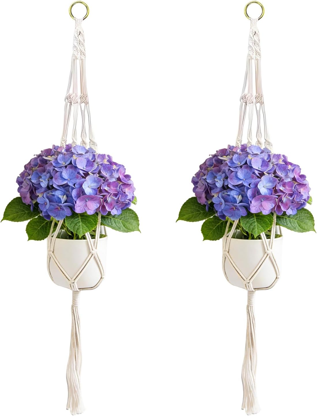 Macrame Plant Hangers 2 Pack Indoor Outdoor Hanging Planter Basket Handmade Rope Hanging Plant Holder for Indoor Outdoor Boho Home Decor 41 Inch, White