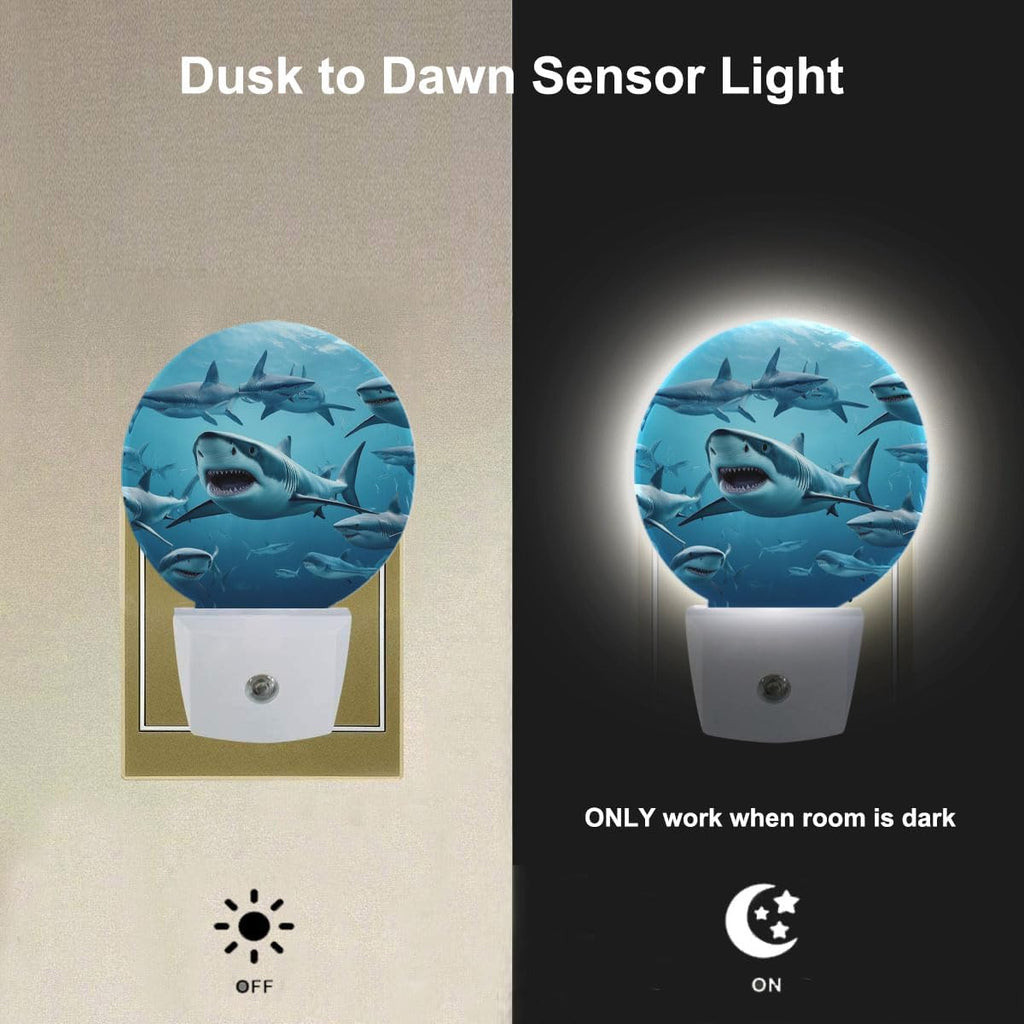 Deep Ocean Shark Night Light, Plug in Nightlight with Dusk to Dawn Sensor